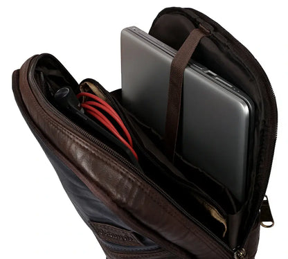 Brown & Blue Detachable Laptop Bag
