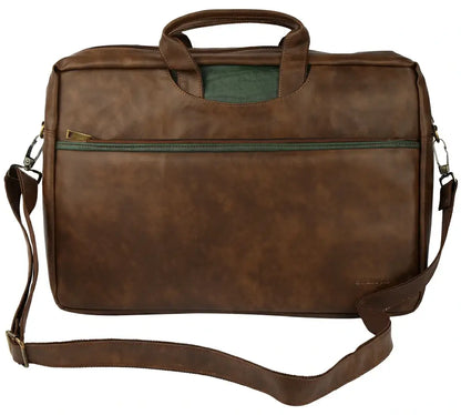 Brown & Green Non-Expandable Backpack Laptop Bag