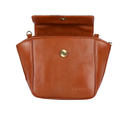 Tan & Golden Flap Sling Bag