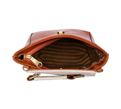 Tan & Golden Flap Sling Bag