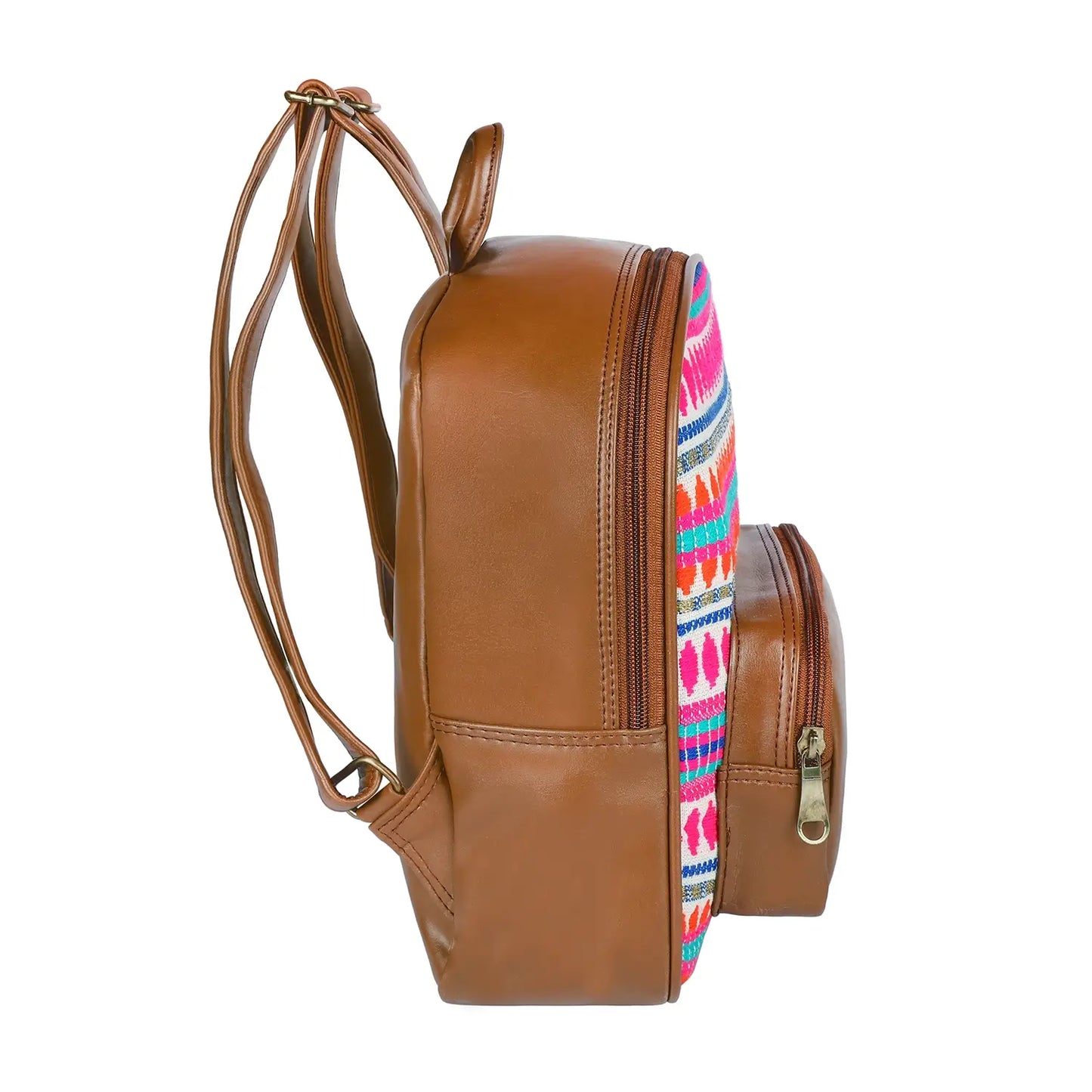 Tan & Pink  Colourful Backpack Bag